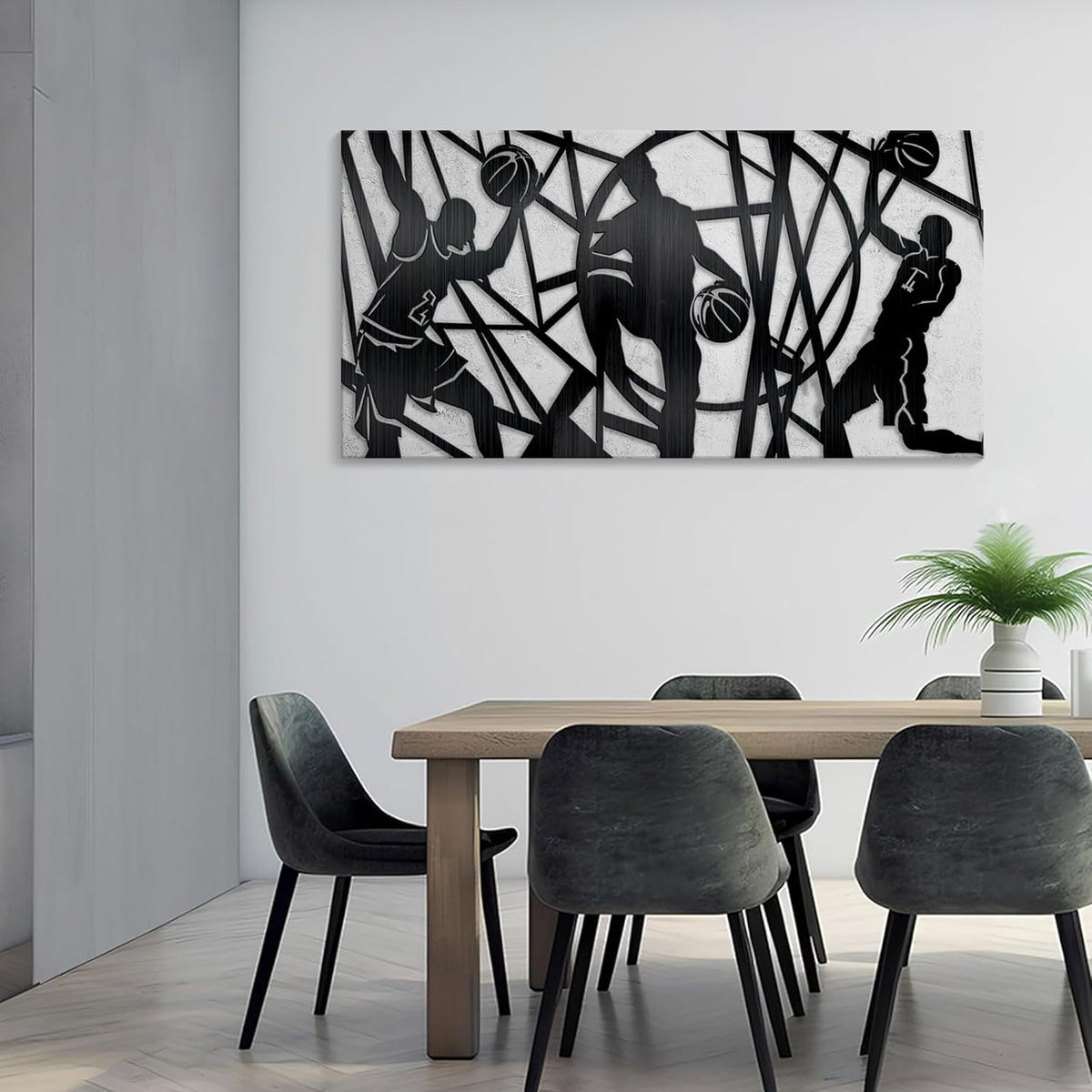 Large Canvas Wall Art, Basketball Sports Motivational Artwork Pictures Cool Teen Boy Poster Prints Man Wall Paintings for Home Office Gym Decor Framed Ready to Hang 24x48 IN