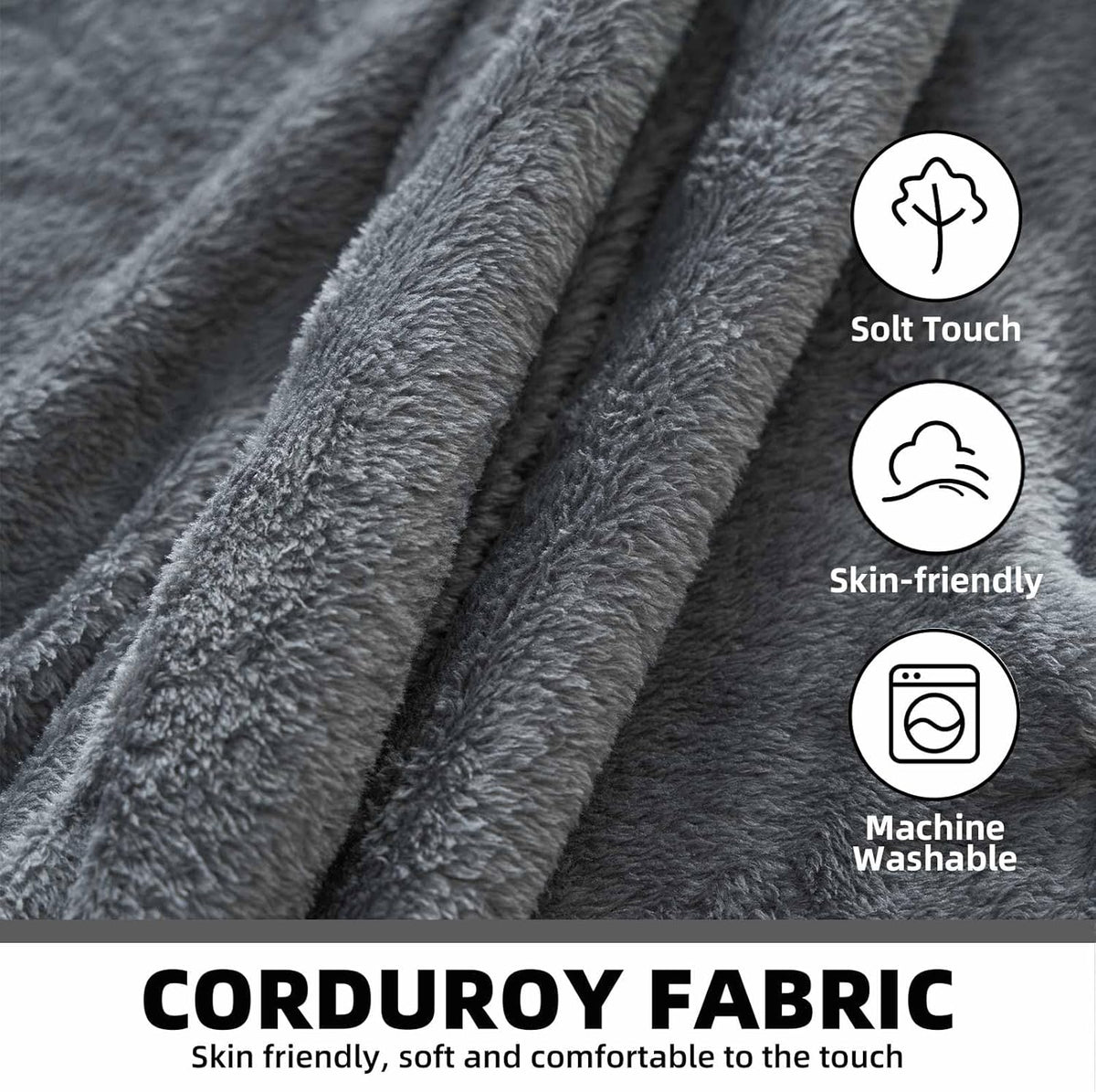 5FT，Big Bean Bag Chairs for Adults，Large beanbag with Filler Included，Memory Foam Material，Easy to Clean and Washable Corduroy Fabric，Suitable for Living Room and Bedroom (Dark Gray, 5 Foot)