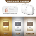 ZISUYU Plug-in LED Backlit Night Light with Motion Sensor & Dusk to Dawn Sensor, 10-60lm Dimmable Nightlight with Multi-Mode & Color-Changing, Ideal for Bedroom, Bathroom, Stairs, Hallway (6 Pack)