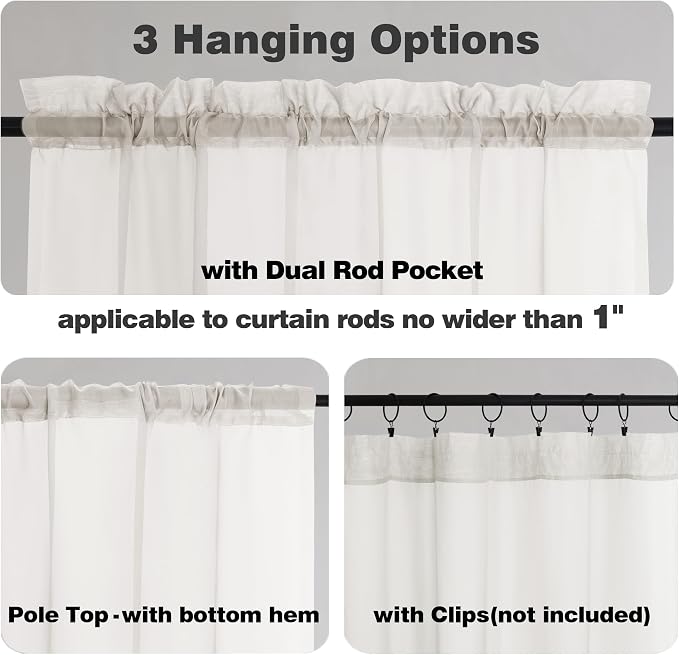 Chyhomenyc Sheer Ivory Curtains 90 inches Long 2 Panels, Light Filtering Soft - Image 2