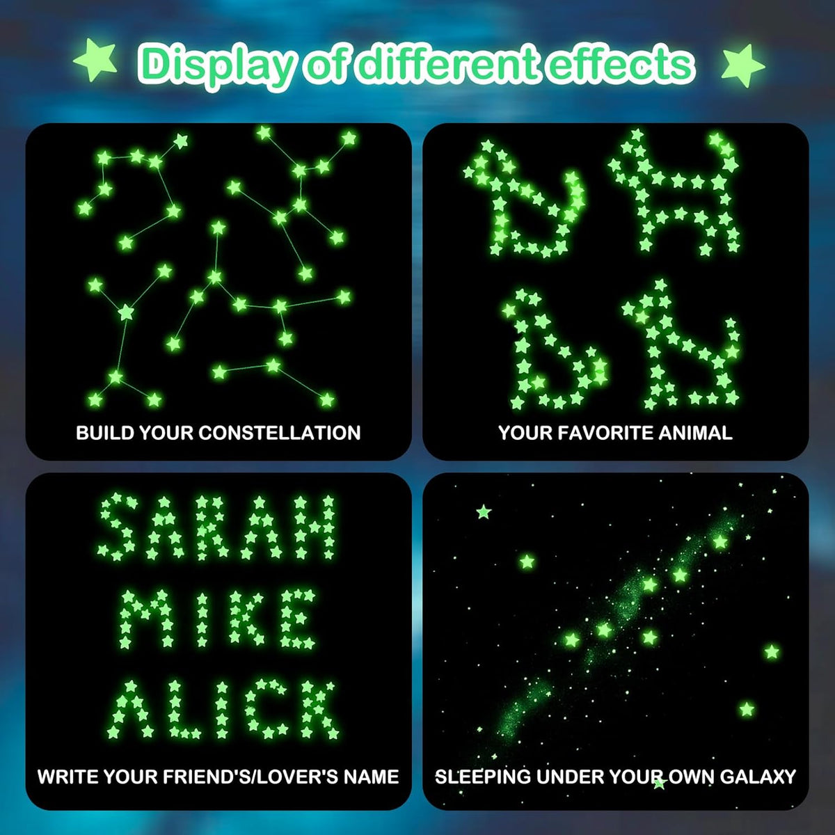 477PCS Glow in The Dark Stars Stickers, Adhesive Glowing Stars Wall Stickers Removable Ceiling Star Wall Decals Space Themed Room Decor Ceiling Star for Bedding Room Decorations