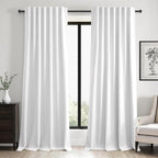 96 inch long Linen blackout curtains 2 Panels 100% Black out Linen texture by Topfinel