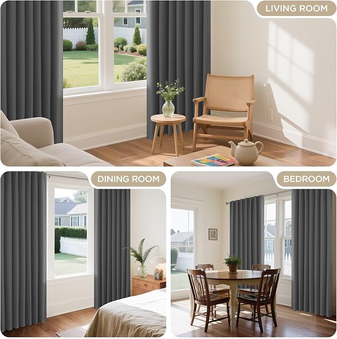 Joydeco Blackout Curtains 108 Inches Long, Thermal Insulated Black Out Curtains - Image 5