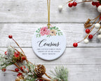 Andaz Press Round Ceramic Porcelain Christmas Tree Ornament Keepsake Gift for Cousins, Cousins are Little Girls That Grow Up to Be Best Friends, 1-Pack