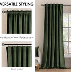 MIULEE Velvet Curtains 52x108 inches 2 Panels Olive Green Blackout Curtains | - Image 2