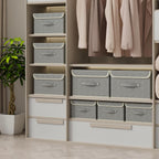 Storage Boxes, Collapsible Storage Bins with Lids, Cotton and linen cloth Storage Baskets with Handle, for Books, Closet, Bedroom, Home, 15x9.8x9.8 in, Grey