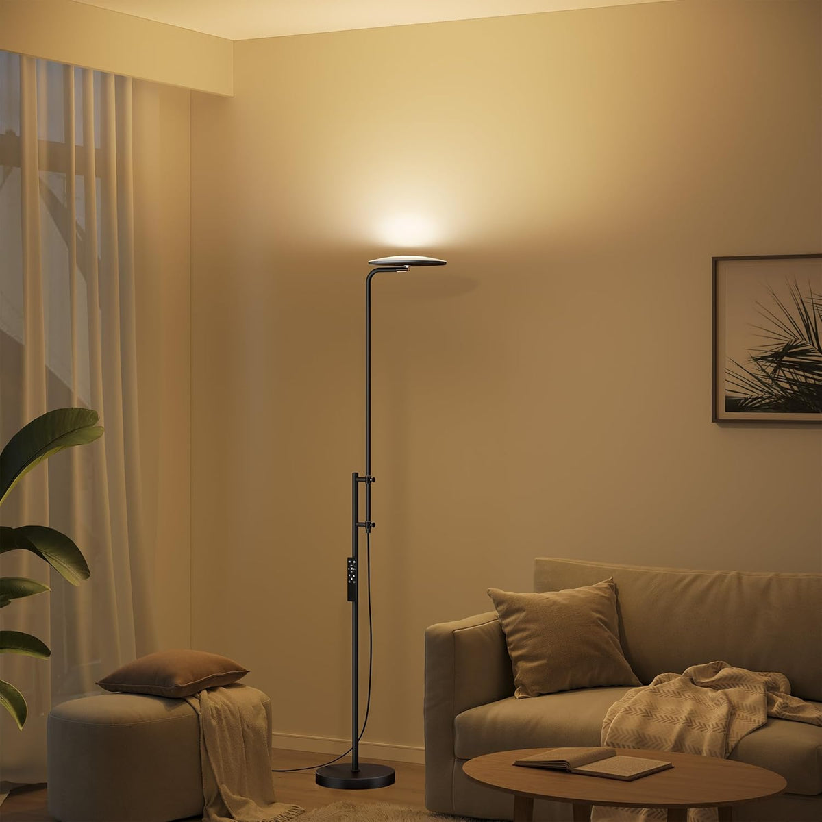 SUNMORY 32W/3000LM Floor Lamps, Super Bright LED Standing Lamp with Remote Control, Adjustable Tall Lamp with 350°Rotating Head, Modern Dimmable Torchiere Corner Lamp for Living Room, Bedroom, Office