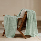 PHF 100% Cotton Waffle Weave Throw Blanket, Soft Lightweight Breathable Cozy Summer Throws for Couch Bed Sofa, Luxury Aesthetic Woven Blanket for Home Decor & Office, 50"x60", Sage Green