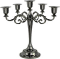 Metal Candelabra 5-Candle 10.1 Inch Tall Candle Holder Stick for Home Wedding Event and Party Festival,Black