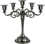 Metal Candelabra 5-Candle 10.1 Inch Tall Candle Holder Stick for Home Wedding Event and Party Festival,Black