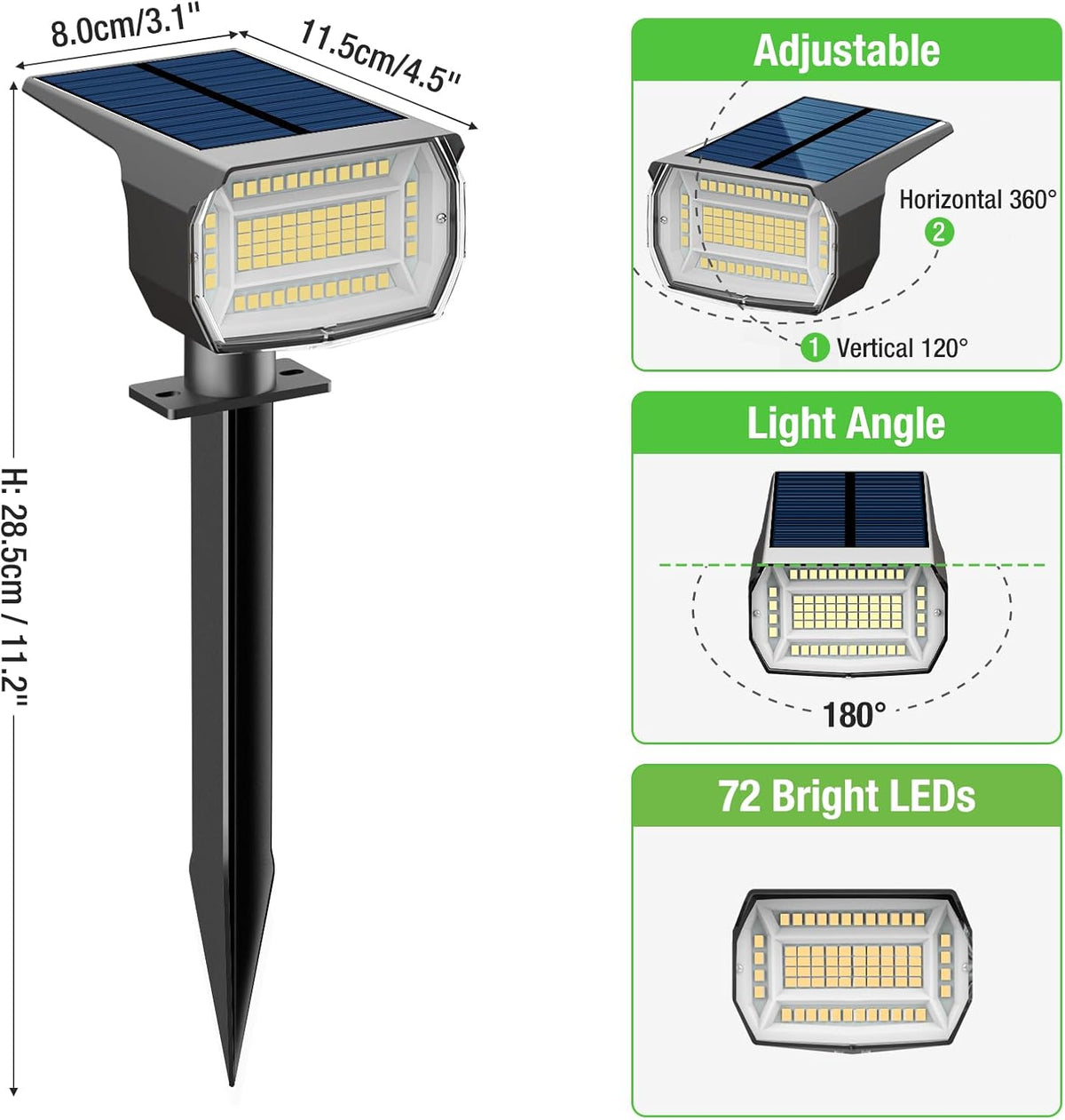 nipify 4 Pack Solar Spot Lights Outdoor, Solar Powered Waterproof Spotlight, Landscape Lighting for Outside Yard Garden Pathway,Purple