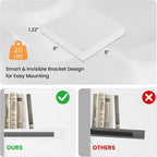 Square Floating Shelves for Wall, 8" W x 8" D x 1.2" H, Small Wooden Wall Mounted Display Shelves with Invisible Brackets for Living Room, Bedroom, Bathroom, Kitchen Decor, Set of 4, White