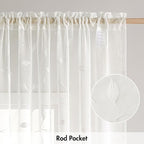 MIULEE Ivory Sheer Curtains 2 Panels Embroidered Leaf Patterned, W52 x L54 | - Image 6