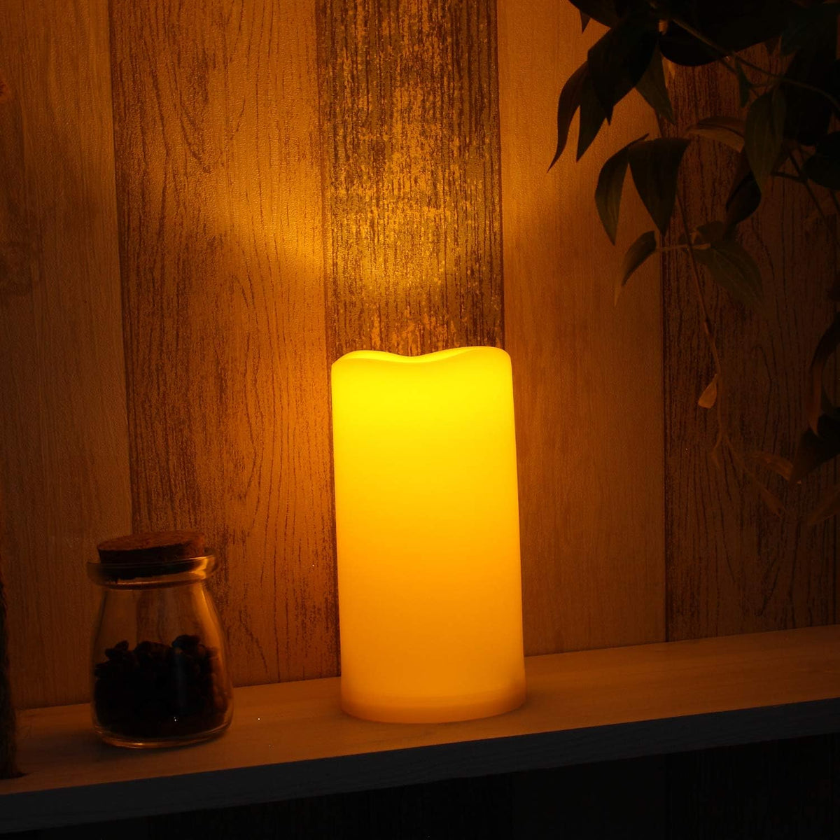CANDLE CHOICE Waterproof Outdoor Battery Operated Flameless Pillar Candle with Timer Realistic Flickering Plastic Fake Electric LED Light for Lantern Garden Wedding Christmas Decorations 3x6 Inches