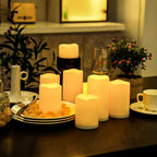 Aignis 7pcs Flameless LED Candles Battery Operated with Remote Timer, Outdoor Indoor Waterproof, Warm Glow for Cozy & Romantic Home/Wedding/Holiday Décor (D 3'' x H 4''/5''/6'')