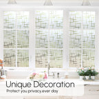 HIDBEA Window Privacy Film, Decorative Staic Cling Frosting Film, Heat Control UV Blocking Non-Adhesive Window Sticker for Home, Cross Pattern,35.4 X 78.7 Inches
