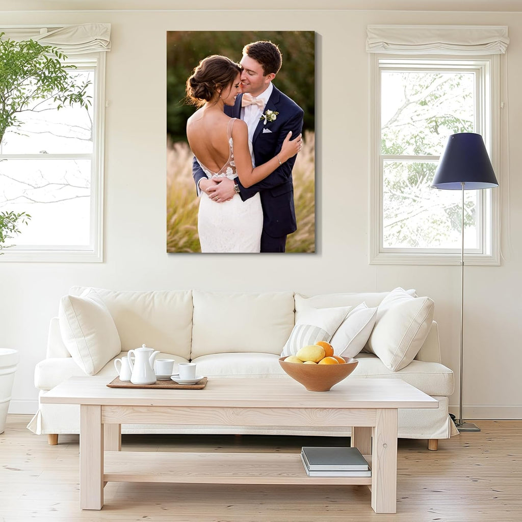 Wewejia Custom Canvas Prints with Your Photos 36x48inch, Upload Your Wedding Picture/Photo - Custom Personalized Canvas Photo Gifts Couples Family Baby Pets Home Decor Easy to hang