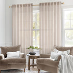 MIULEE Natural White Linen Curtains 52x60 Inch Length 2 Panels - Image 2