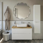 Single Beveled Edge Circle Mirror Frameless Wall Mount Bathroom Vanity Mirror, 30”