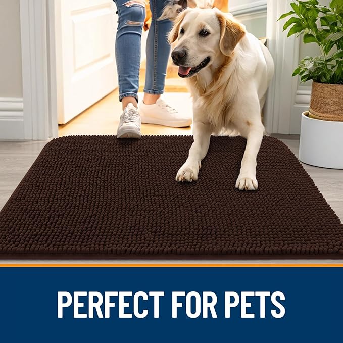 OLANLY Dog Door Mat for Muddy Paws 47x20, Super Absorbent Chenille Mud Mat | - Image 6
