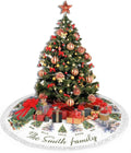 Custom Family Tree Christmas Tree Skirt with Name, Personalized Holiday Xmas Tree Decor Gifts for Party Home, 30" - 48"