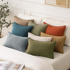 MIULEE Decorative Linen Pillow Covers 18x18 Inch Green | Boho Farmhouse​ - Image 5