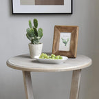 Rustic Farmhouse end Table with Storage Shelf, French Country Accent Side Table for Family, Dinning or Living Room, Small Spaces, Modern, Round, Vintage Grey Finish