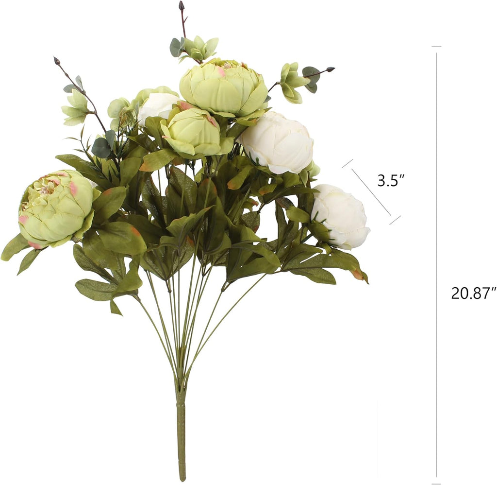 Duovlo Fake Flowers Vintage Artificial Peony Silk Flowers Wedding Home Decoration,Pack of 1 (New Green)