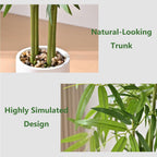 Artificial Tree Fake Plants, Artificial Bamboo Tree 7FT Tall in White Potted, Artificial Tree Indoor Decor Bamboo Silk Tree with Natural Wood Trunk, for Home Office Living Room Modern