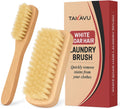 Boar Bristle Laundry Stain Brush Set by TAKAVU, Stiff Pure Boar Bristle for Scrubbing Out Tough Stains on Delicate Fabrics Knits Cotton Leather Washable Fabrics