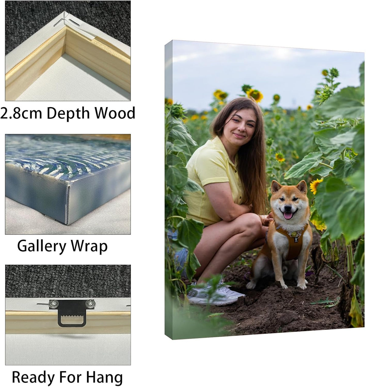 Custom Canvas Prints with Your Photos (10'' x 12'', Framed Canvas) Customized Framed Wall Art Personalized Canvas Pictures for Pet/Family Gifts for Mom/Men/Women