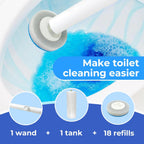 Disposable Toilet Brush&Holder with 18pcs Refills Pads, Toilet Cleaning Kit System,Toilet Bowl Cleaner Wand Holder and Set (1 Wand+1 Caddy+18 Refills)