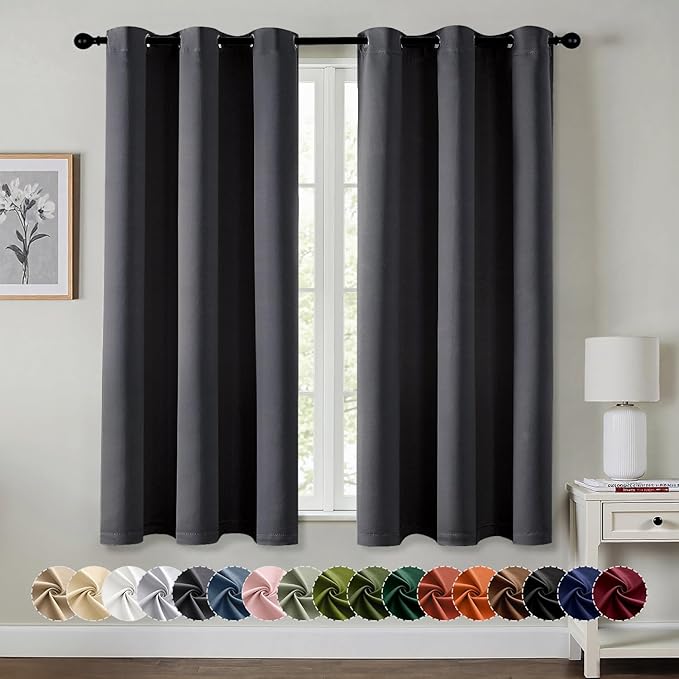 MIULEE Blackout Curtains for Bedroom 2 Panels 40 x 63 Inch Long Dark Grey | by MIULEE