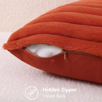 decorUhome Fall Faux Fur Throw Pillow Covers 22x22 Set of 2 Rust | Decorative - Image 3