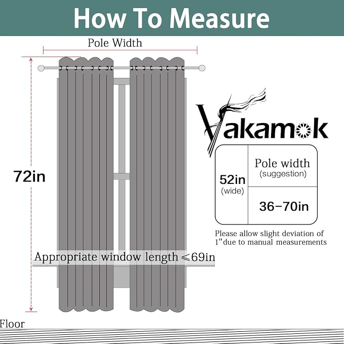 Yakamok Room Darkening Curtains 52x72 inch Length Dark Green-Living Room | 2 - Image 7