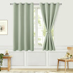 Blackout Curtains for Bedroom, 2 Panels, Seafoam Green 52 x 45 Inch | Thermal by Hiasan