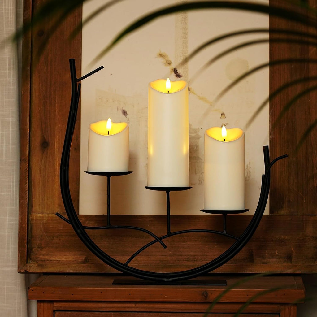 Homemory Flameless Candles with Timer and Remote Control, Battery Operated LED Candles, Realistic Fake Plastic Candles for Wedding, Festival, Home Decor, Waterproof Outdoor, D3”H4”6”8”