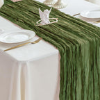Sioloc 5 Pack Moss Green Cheesecloth Table Runner Fall Autumn Decor for Home 10ft Table Cloth for Tea Wedding Birthday Party Baby Bridal Shower Halloween Thanksgiving