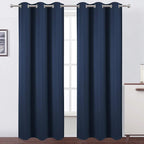 Navy Blue Blackout Curtains 34 x 84 Inch Length/Set of 2 Curtain Panels/Thermal by Lemomo