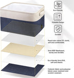 BALEINE 3 Pack Fabric Storage Bins for Shelves, Linen Storage Baskets for Organizing, Decorative Closet Bins for Clothes, Home (Navy Blue, 12"x8"x8")