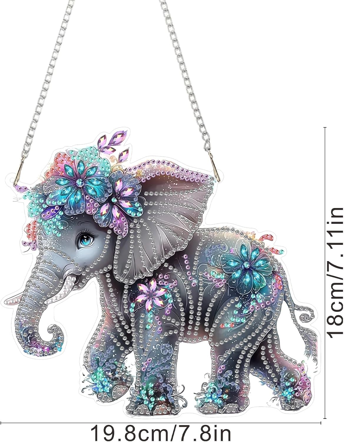 SENQAO Elephant Diamond Art Hanging Kit for Adult, Special Shaped Rhinestone, Double Sided DIY Acrylic Diamond Art Painting Window Pendants Home Garden Wall Hanging Kits Hanging Ornament