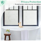 DOWELL Window Privacy Film, Frosted Glass Window Film, Static Cling Non-Adhesive Glass Clings, Sun Blocking Opaque Coverings, Reusable Door Stickers for Bathroom Home Office, Pure, 35.4" x 118"