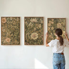 SIGNINART Vintage Floral Framed Canvas Wall Art Set of 3, Mid Century Modern Wildflower Wall Decor, Neutral Botanical Artwork, Retro Plant Art Prints for Bedroom, Living Room, Office 16"x24"