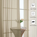 Taupe Sheer Curtains 90 Inches Long 2 Panels Set, Living Room Curtains - Image 2