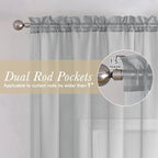 Light Grey Sheer Curtains 96 Inches Long 2 Panels, Light Filtering Voile Airy - Image 4