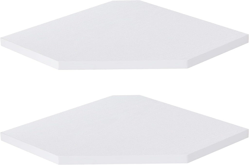 Corner Shelf Wall Mount, Floating Corner Shelves, Set of 2 Corner Wall Shelf Organizer, Rustic Wood Wall Storage Display Shelves for Living Room Bedroom Bathroom Kitchen, Rustic White