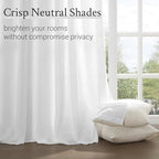 Topfinel Home Beige White Pinch Pleated Semi Sheer Curtains Textured Linen - Image 5