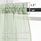 Light Green Sheer Curtains 54 Inches Long 2 Panels - Image 2