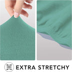 PureFit Stretch Oversized Couch Covers Fleece Sofa Slipcovers Cyan | 1-Piece - Image 4