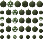 36pcs Velvet Ornaments for Christmas Trees, Flocked Christmas Balls Sets Assortment for Xmas Tree Holiday Decor